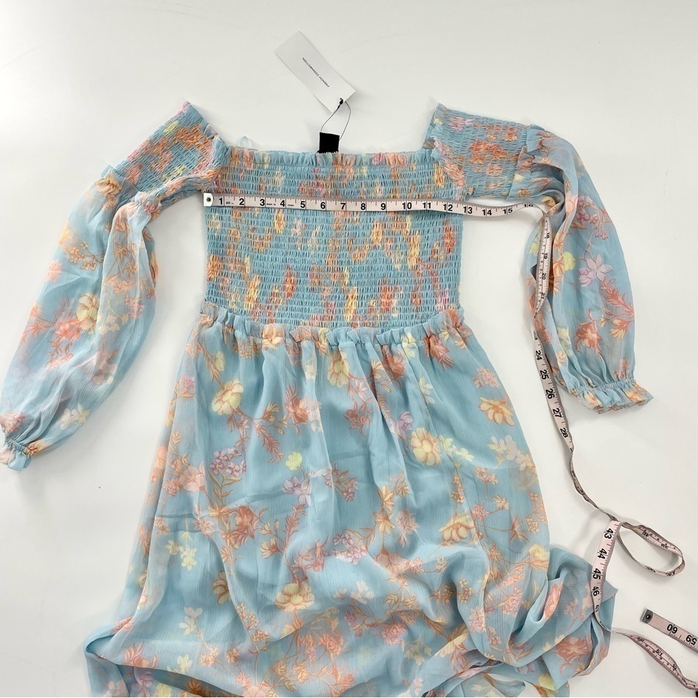 NWT FRENCH CONNECTION Women's Diana Off-The-Shoulder Midi Dress Blue Floral 4 - Picture 8 of 11